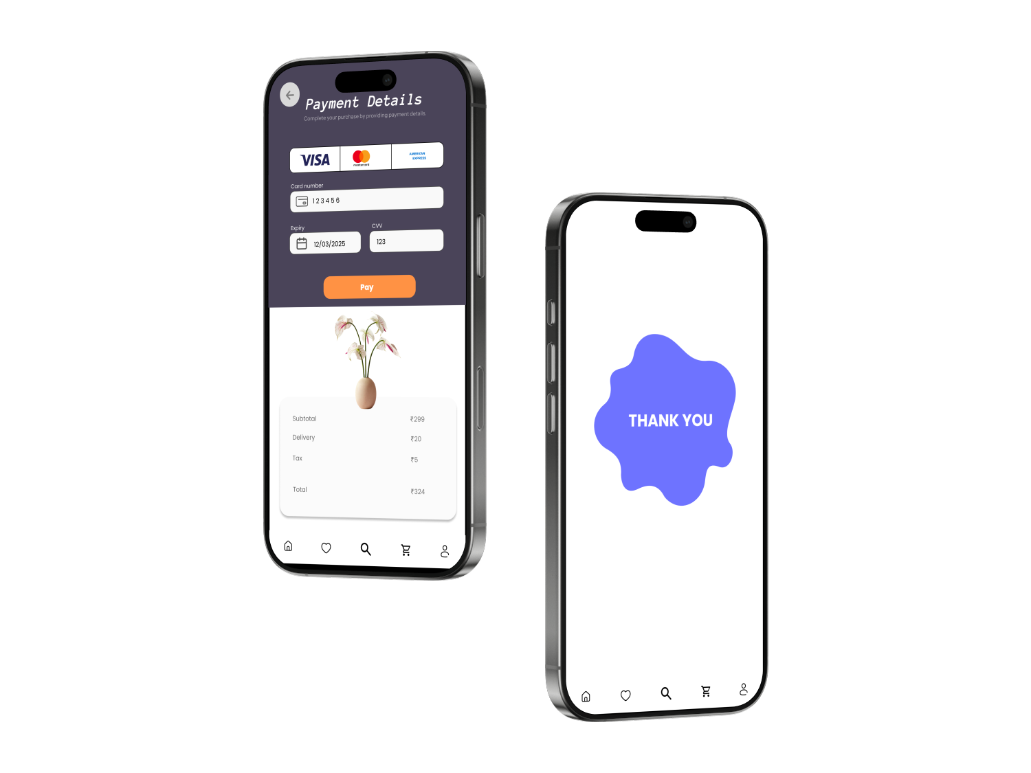 FloraGo payment and thank you screens