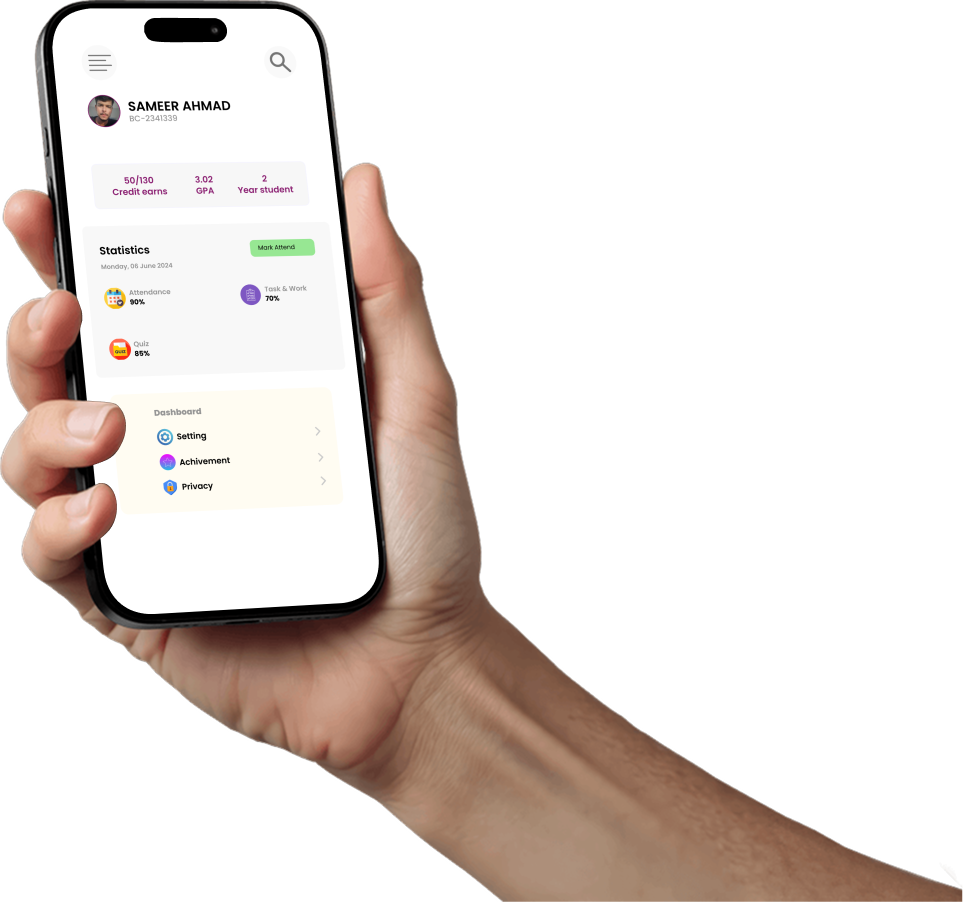 Student app course results screen