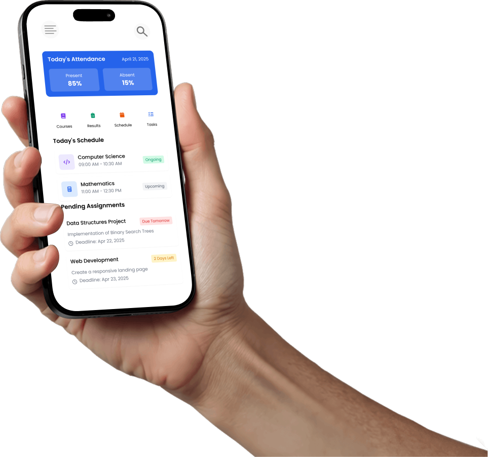 Student app attendance and schedule view