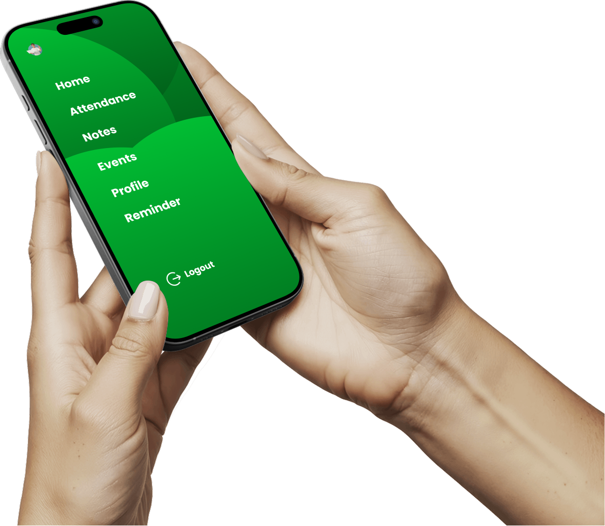 Student app hamburger menu screen